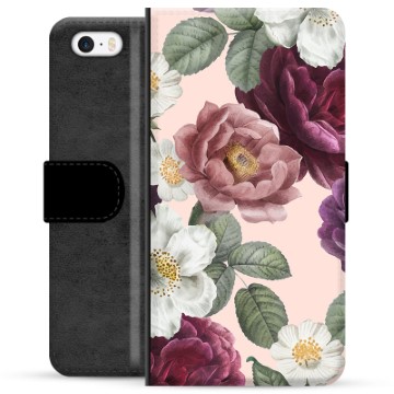 Funda Cartera Premium para iPhone 5/5S/SE - Flores Románticas