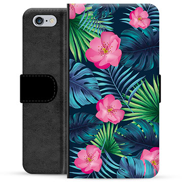 Funda Cartera Premium para iPhone 6 / 6S - Flores Tropicales