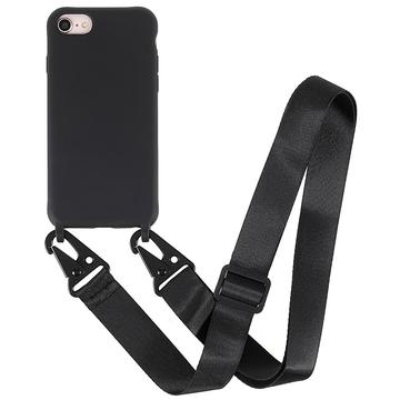 Funda flexible con correa para el hombro para iPhone 7/8/SE (2020)/SE (2022) - Negro