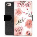 Funda Cartera Premium con Función de Soporte para iPhone 7 / iPhone 8 - Flores Rosadas