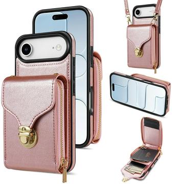 Funda iPhone Air Todo en Uno con Cartera y Correa - Oro Rosa