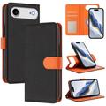 Funda de cartera desmontable para iPhone Air con MagSafe, protección RFID y correa de mano - Negro / Naranja