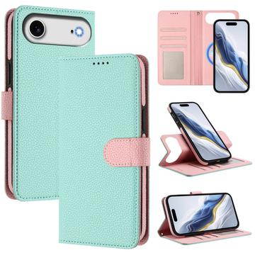 Funda de cartera extraíble para iPhone Air con MagSafe, protección RFID y correa de mano - Menta / Rosa