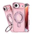 Funda híbrida iPhone Air Glitter con soporte - Compatible con MagSafe - Rosa