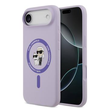 Funda MagSafe de silicona líquida Karl Lagerfeld Karl and Choupette para iPhone Air - Púrpura