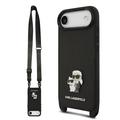 Funda iPhone Air Karl Lagerfeld Saffiano Crossbody Metal Karl & Choupette - Negro