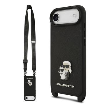Funda iPhone Air Karl Lagerfeld Saffiano Crossbody Metal Karl & Choupette - Negro