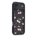 Elegante funda de TPU antichoque para iPhone Air con bordes elevados - Negro / Cerezas