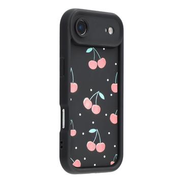 Elegante funda de TPU antichoque para iPhone Air con bordes elevados - Negro / Cerezas