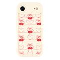 Elegante funda de TPU antichoque para iPhone Air con bordes elevados - Blanca / Cerezas con lazo