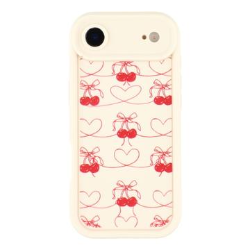 Elegante funda de TPU antichoque para iPhone Air con bordes elevados - Blanca / Cerezas con lazo