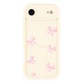 Elegante funda de TPU antichoque para iPhone Air con bordes elevados - Blanco / Lazo