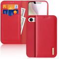Funda de Cuero Dux Ducis Hivo para iPhone 16e - Estilo Cartera - Rojo