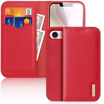 Funda de Cuero Dux Ducis Hivo para iPhone 16e - Estilo Cartera - Rojo