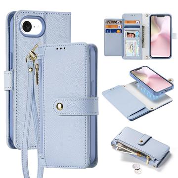 Funda de piel para iPhone 16e Dux Ducis Lawa con tapa magnética - Azul bebé