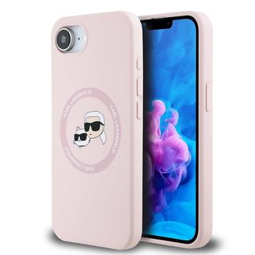 Funda MagSafe de silicona líquida Karl Lagerfeld Karl and Choupette para iPhone 16e