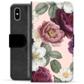 Funda Cartera Premium para iPhone X / iPhone XS - Flores Románticas