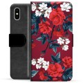 Funda Cartera Premium para iPhone X / iPhone XS - Flores Vintage