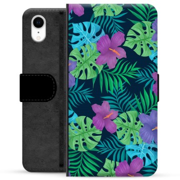 Funda Cartera Premium para iPhone XR - Flores Tropicales