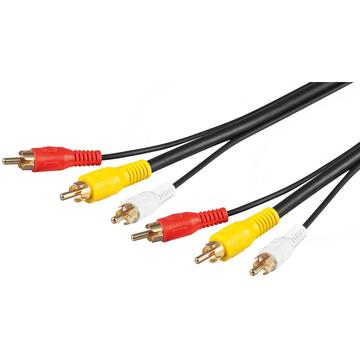 Cable para conexión audio-video compuesto, 3x RCA con cable de video RG59