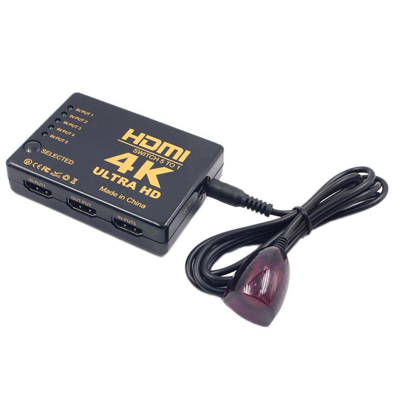 4K Ultra HD HDMI Switcher with Remote Control - Black