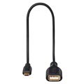 Cable Adaprador MicroUSB OTG Hama Flexi-Slim - 0.15m - Negro