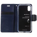 Funda Mercury Goospery Sonata Diary para iPhone X / iPhone XS - Estilo Cartera - Azul Oscuro