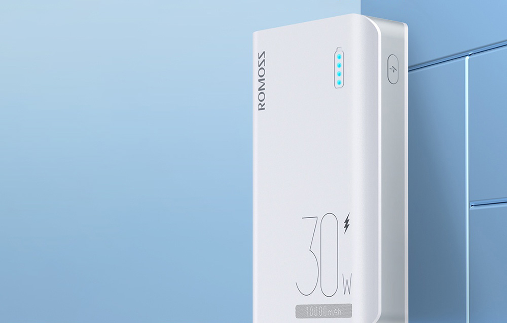 Romoss Sense 4S Pro 10000mAh/30W Power Bank - 2xUSB-A, USB-C - Blanco