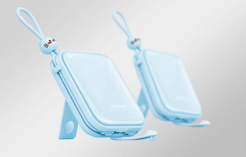 Joyroom JR-L008 Cutie Power Bank 10000mAh con cables USB-C y Lightning - 22.5W - Azul