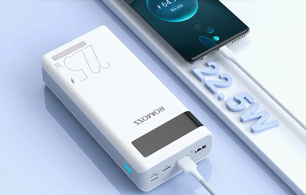 Romoss Sense 8PF Power Bank 30000mAh - 22.5W, PD, QC, FCP - Blanco