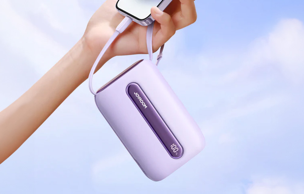 Joyroom JR-L012 Plus 20000mAh Power Bank con cables USB-C y Lightning - 22.5W - Morado