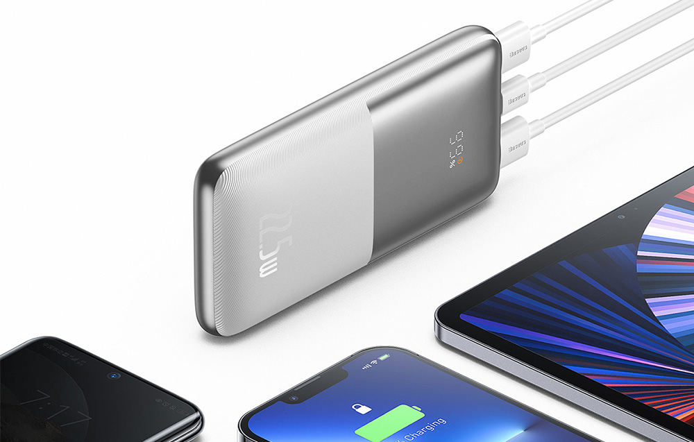 Baseus Bipow Pro Digital Display Fast Charge Power Bank 10000mAh/22.5W - 2xUSB, USB-C - Blanco