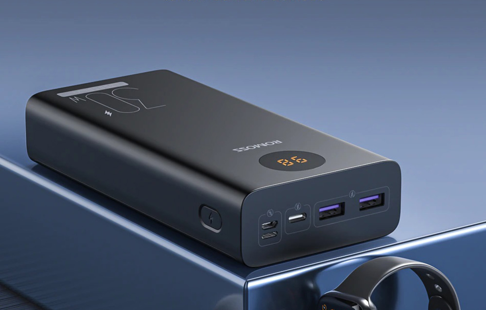 Romoss PEA30 Power Bank 30000mAh - USB-C, Puertos USB - Negro