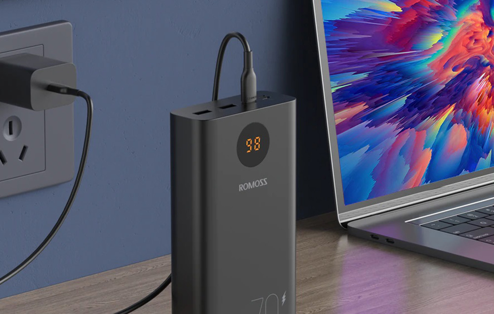 Romoss PEA30 Power Bank 30000mAh - USB-C, Puertos USB - Negro