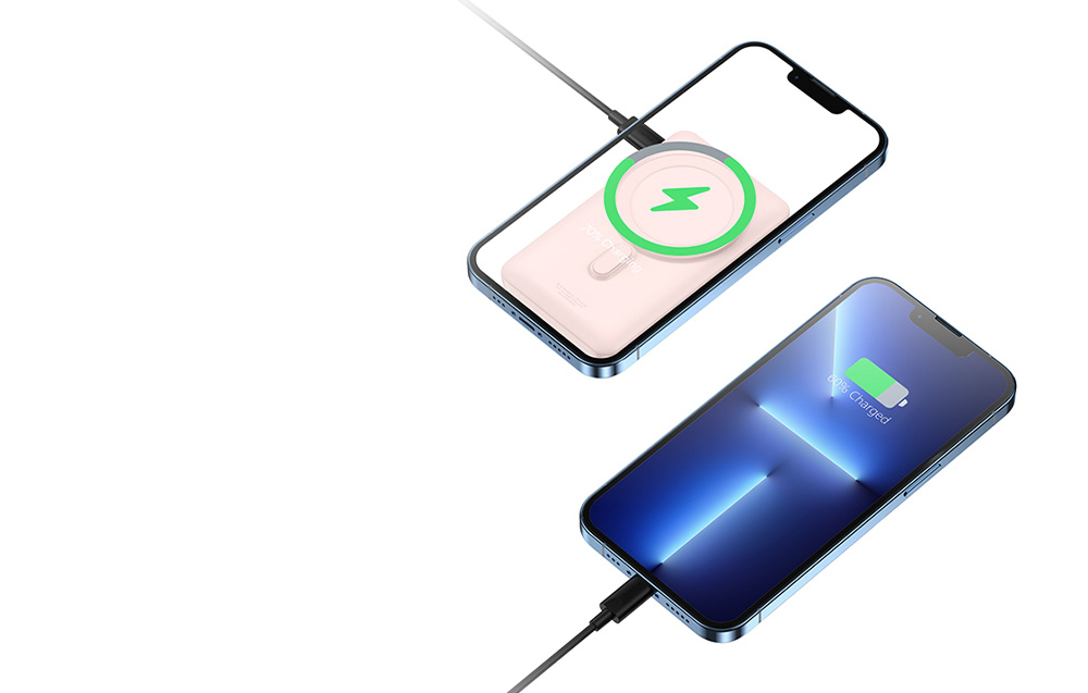 Baseus Magnetic Wireless Power Bank 10000mAh - USB-C 20W, compatible con MagSafe - Rosa